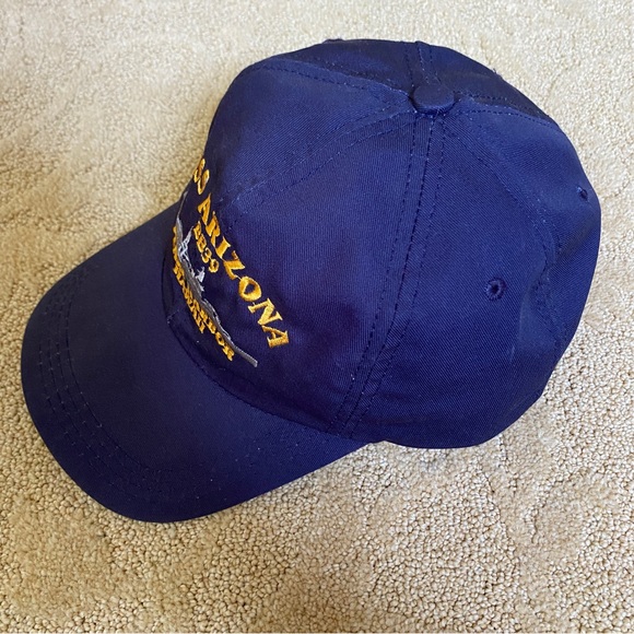 USS Arizona BB39 Pearl Harbor Hawaii Navy Blue Adjustable SnapBack Hat Made USA - Picture 4 of 10